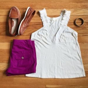 Pins & Needles Ivory v neck silk blend tank top